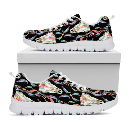Native Buffalo Pattern Print White Sneakers