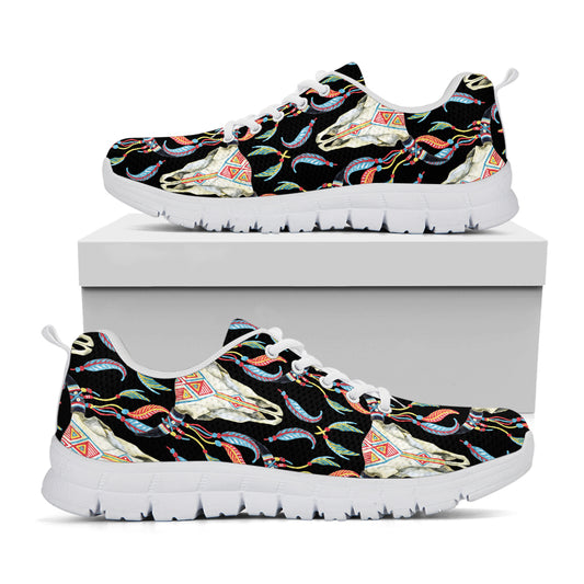Native Buffalo Pattern Print White Sneakers