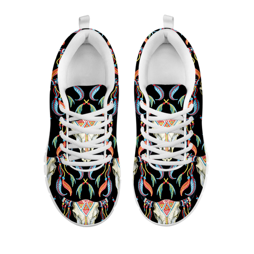 Native Buffalo Pattern Print White Sneakers