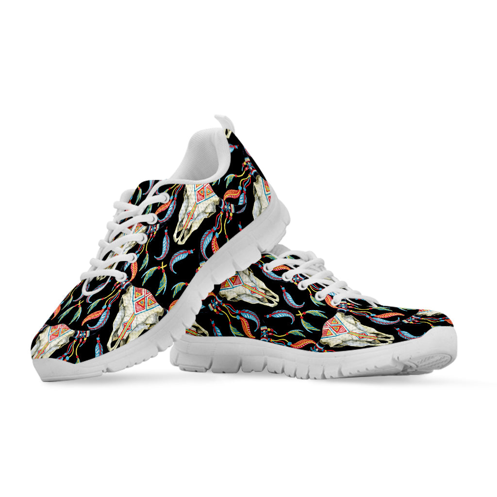 Native Buffalo Pattern Print White Sneakers