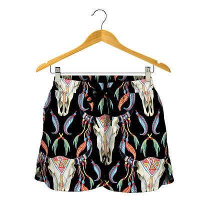 Native Buffalo Pattern Print Women's Shorts