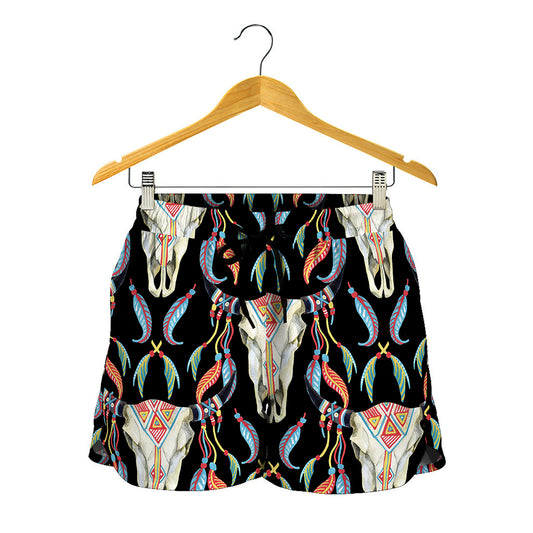 Native Buffalo Pattern Print Women's Shorts