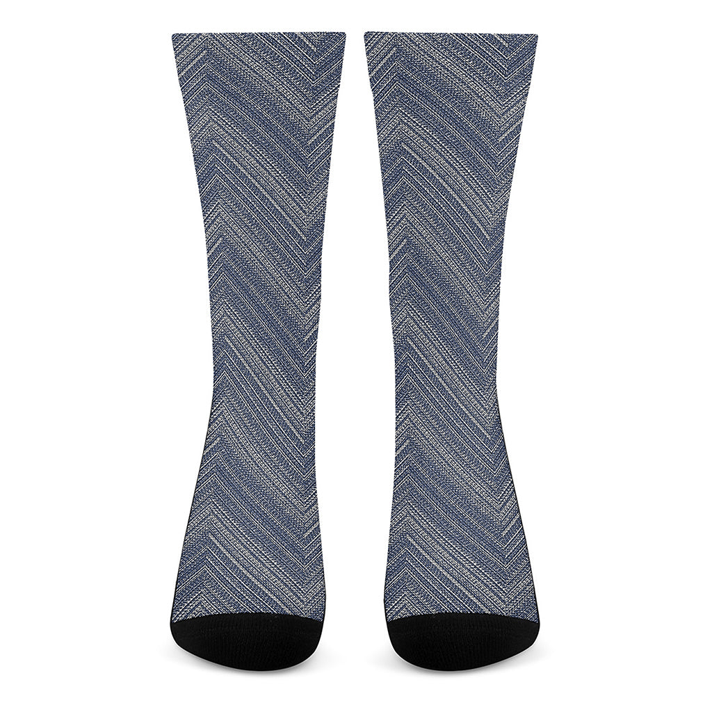 Native Denim Jeans Pattern Print Crew Socks
