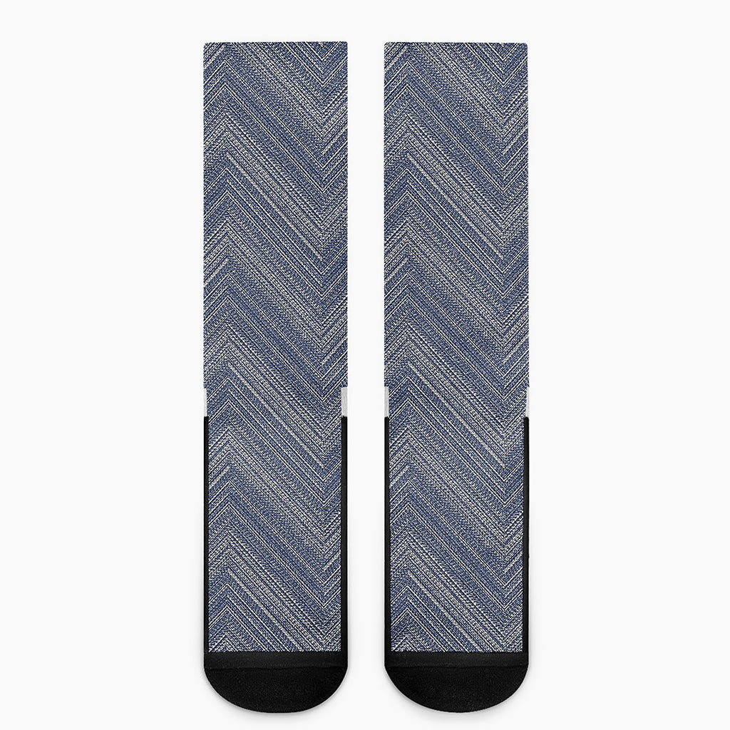 Native Denim Jeans Pattern Print Crew Socks