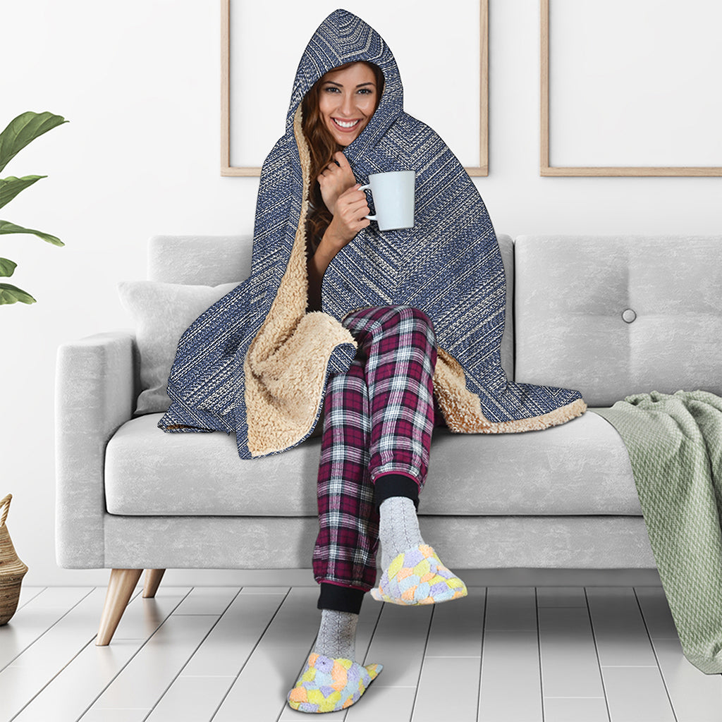 Native Denim Jeans Pattern Print Hooded Blanket