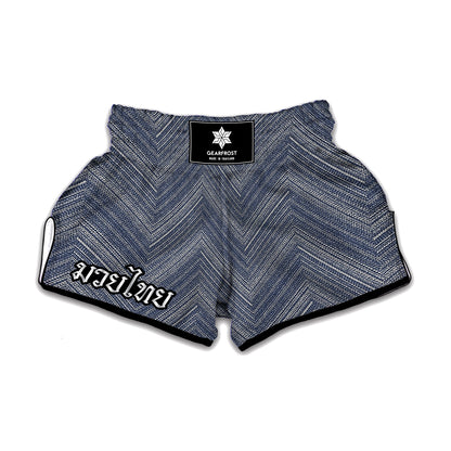 Native Denim Jeans Pattern Print Muay Thai Boxing Shorts