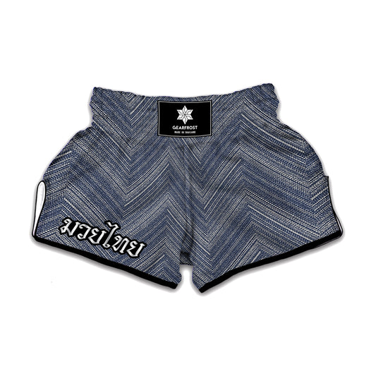 Native Denim Jeans Pattern Print Muay Thai Boxing Shorts