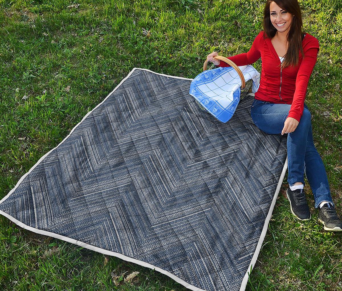 Native Denim Jeans Pattern Print Quilt