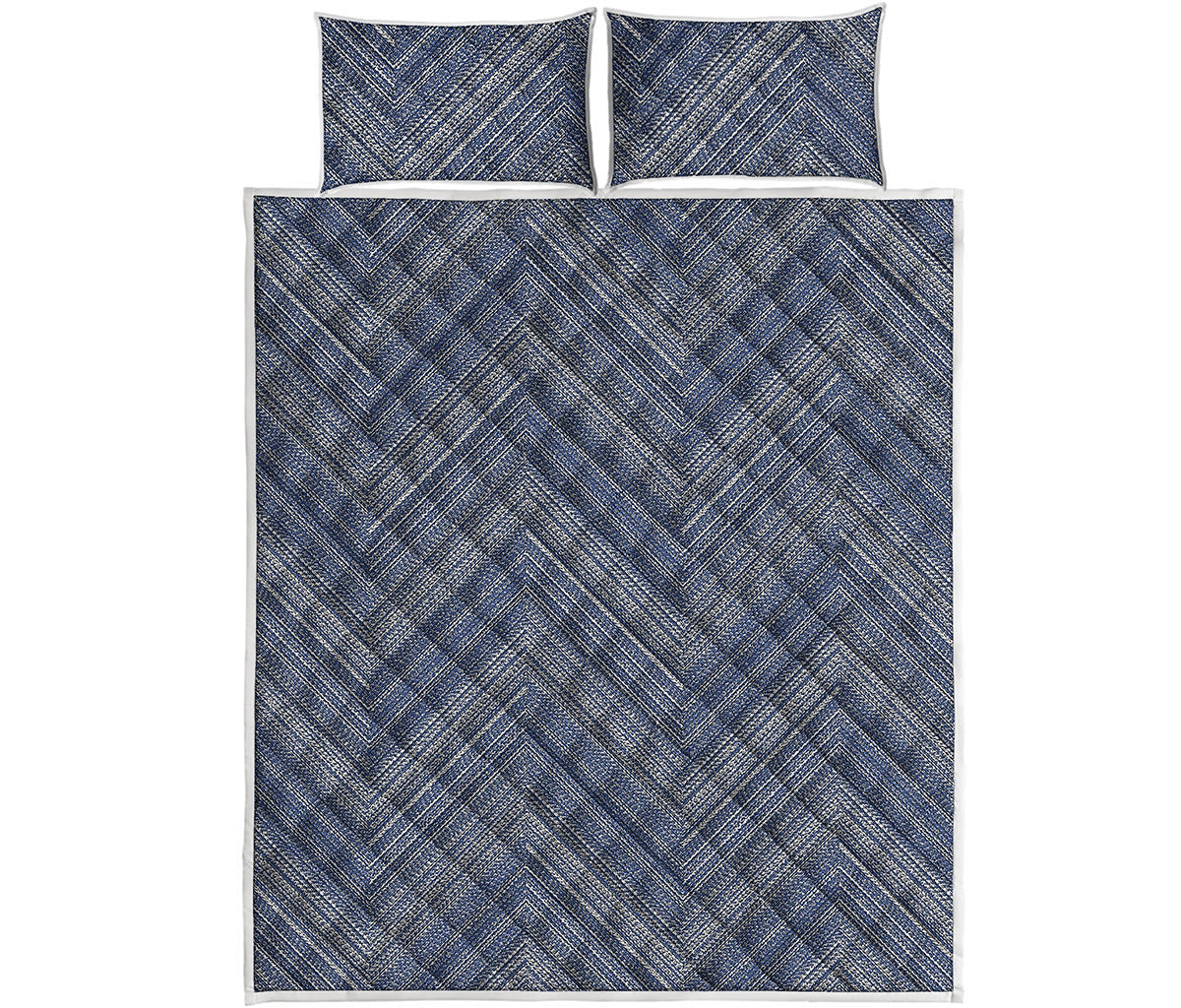 Native Denim Jeans Pattern Print Quilt Bed Set