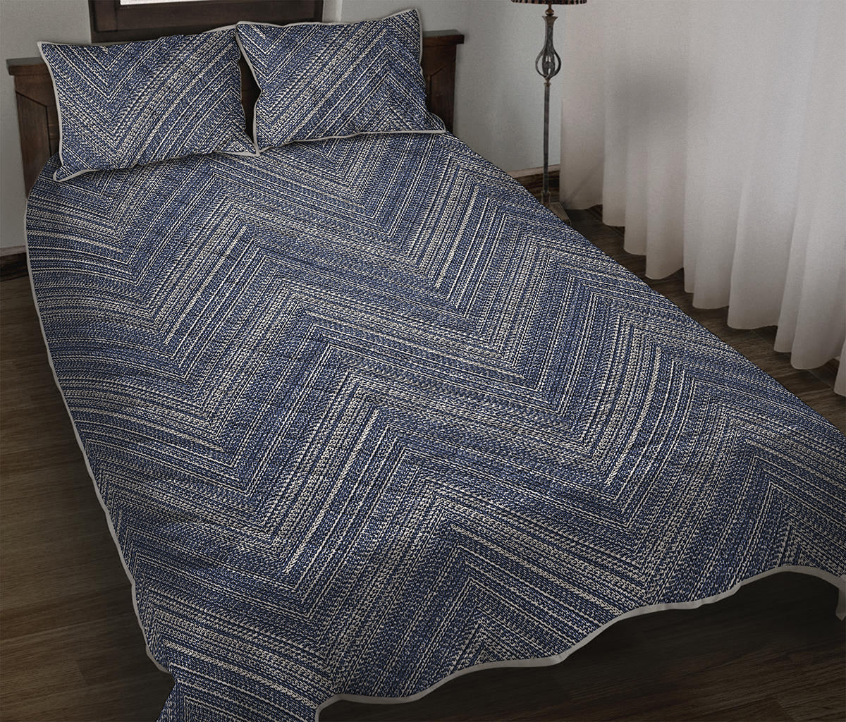Native Denim Jeans Pattern Print Quilt Bed Set