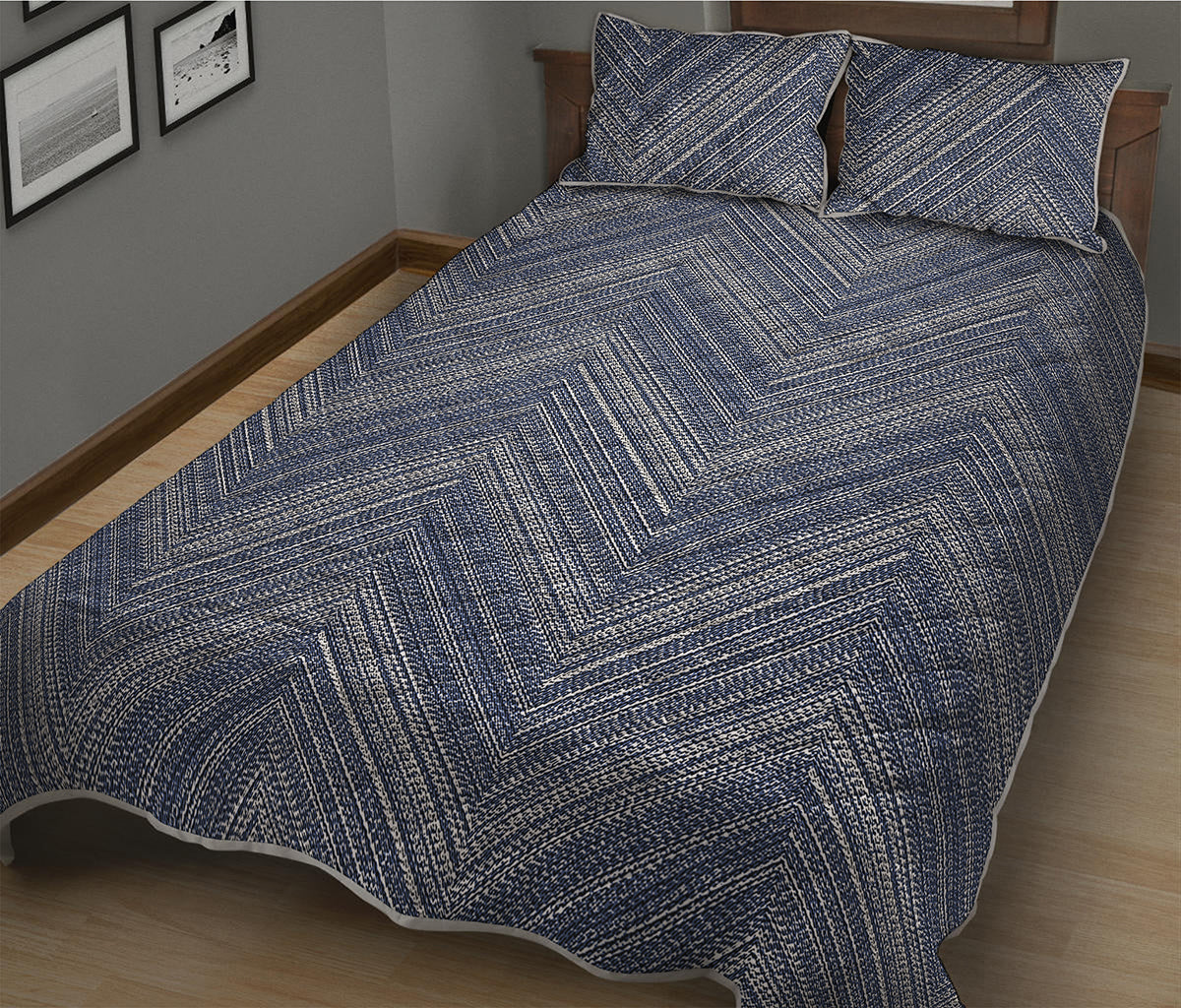 Native Denim Jeans Pattern Print Quilt Bed Set