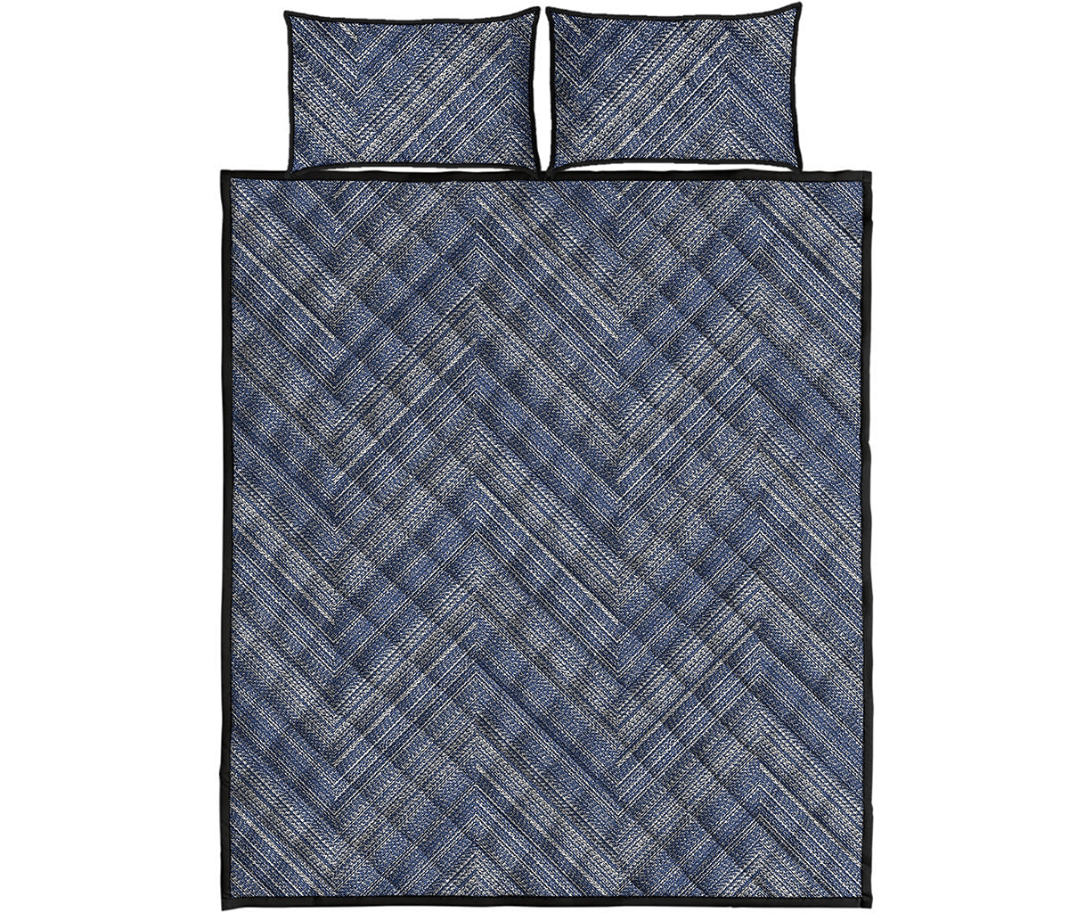 Native Denim Jeans Pattern Print Quilt Bed Set