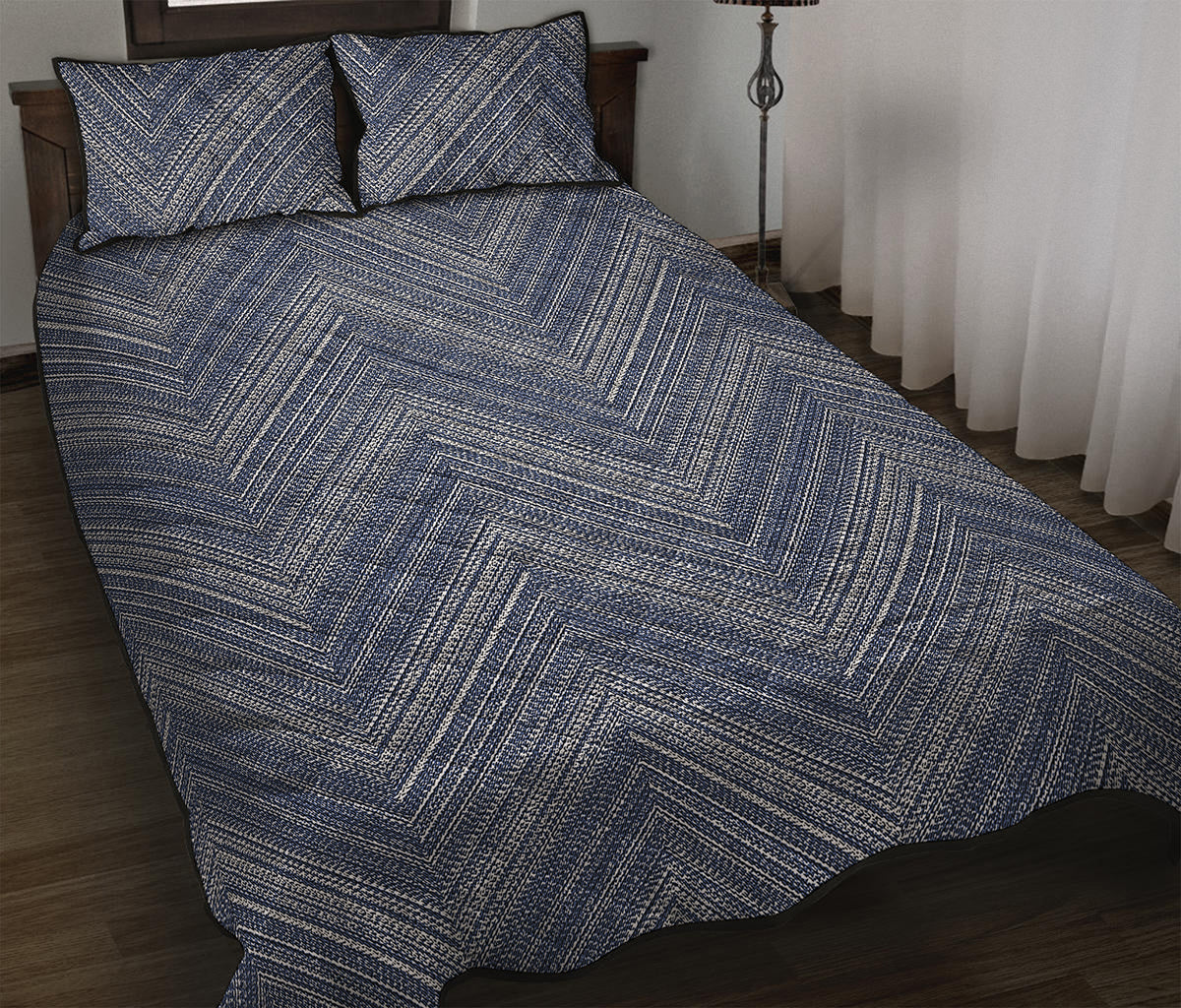 Native Denim Jeans Pattern Print Quilt Bed Set