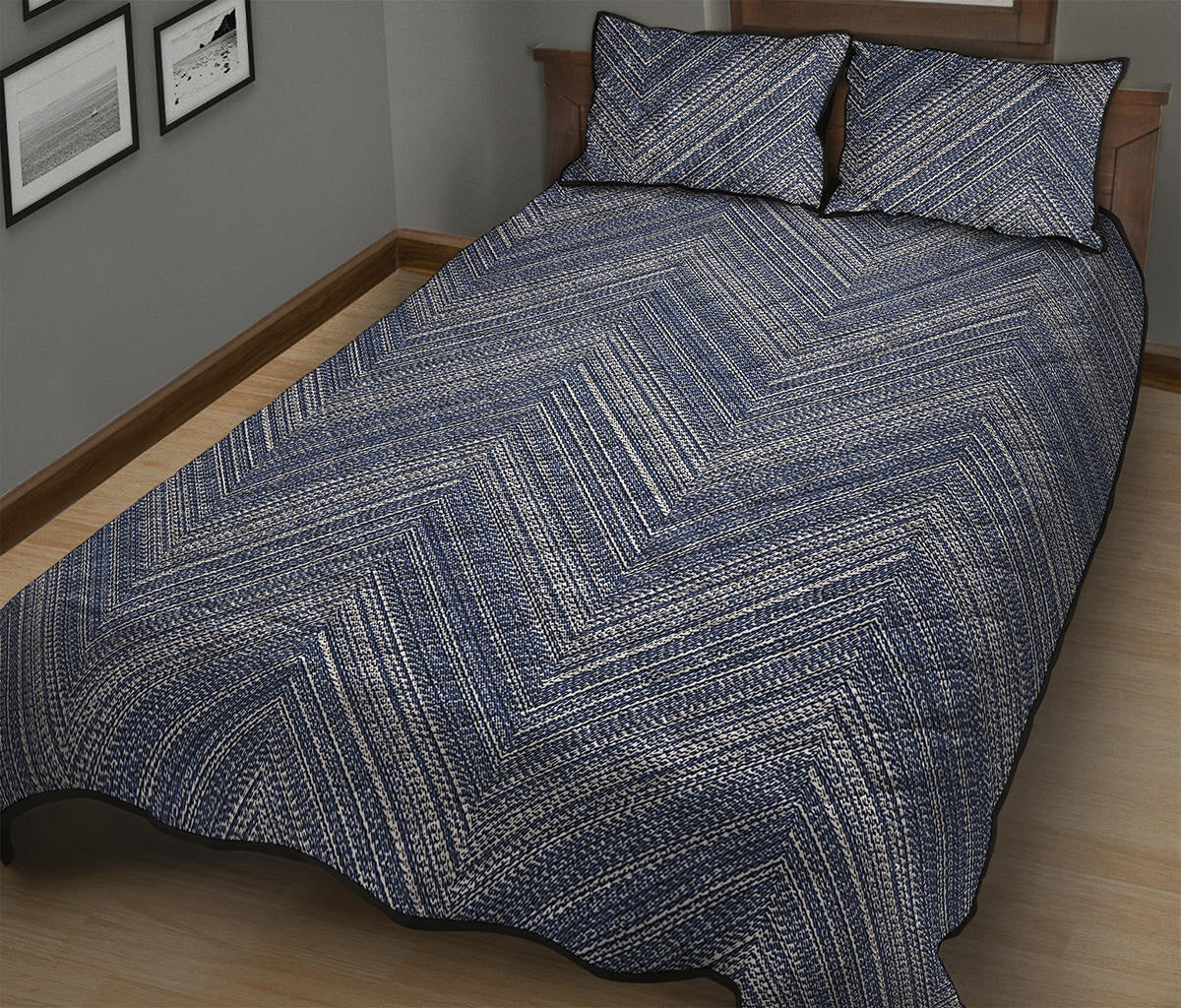 Native Denim Jeans Pattern Print Quilt Bed Set
