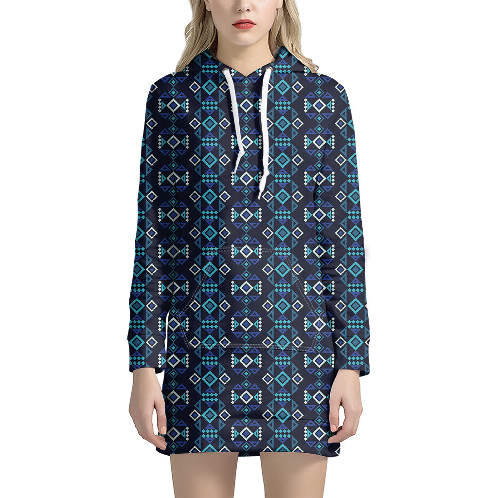 Native Ethnic Pattern Print Hoodie Dress