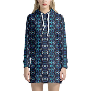 Native Ethnic Pattern Print Hoodie Dress