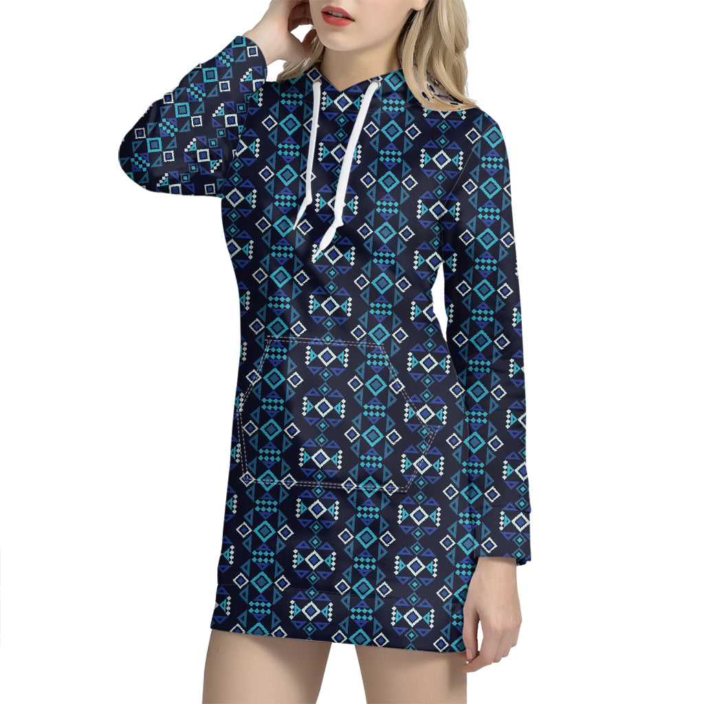 Native Ethnic Pattern Print Hoodie Dress