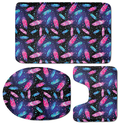 Native Feather Pattern Print 3 Piece Bath Mat Set
