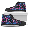 Native Feather Pattern Print Black High Top Sneakers