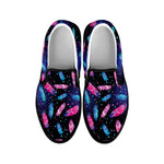 Native Feather Pattern Print Black Slip On Shoes