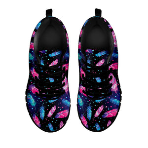 Native Feather Pattern Print Black Sneakers