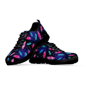 Native Feather Pattern Print Black Sneakers