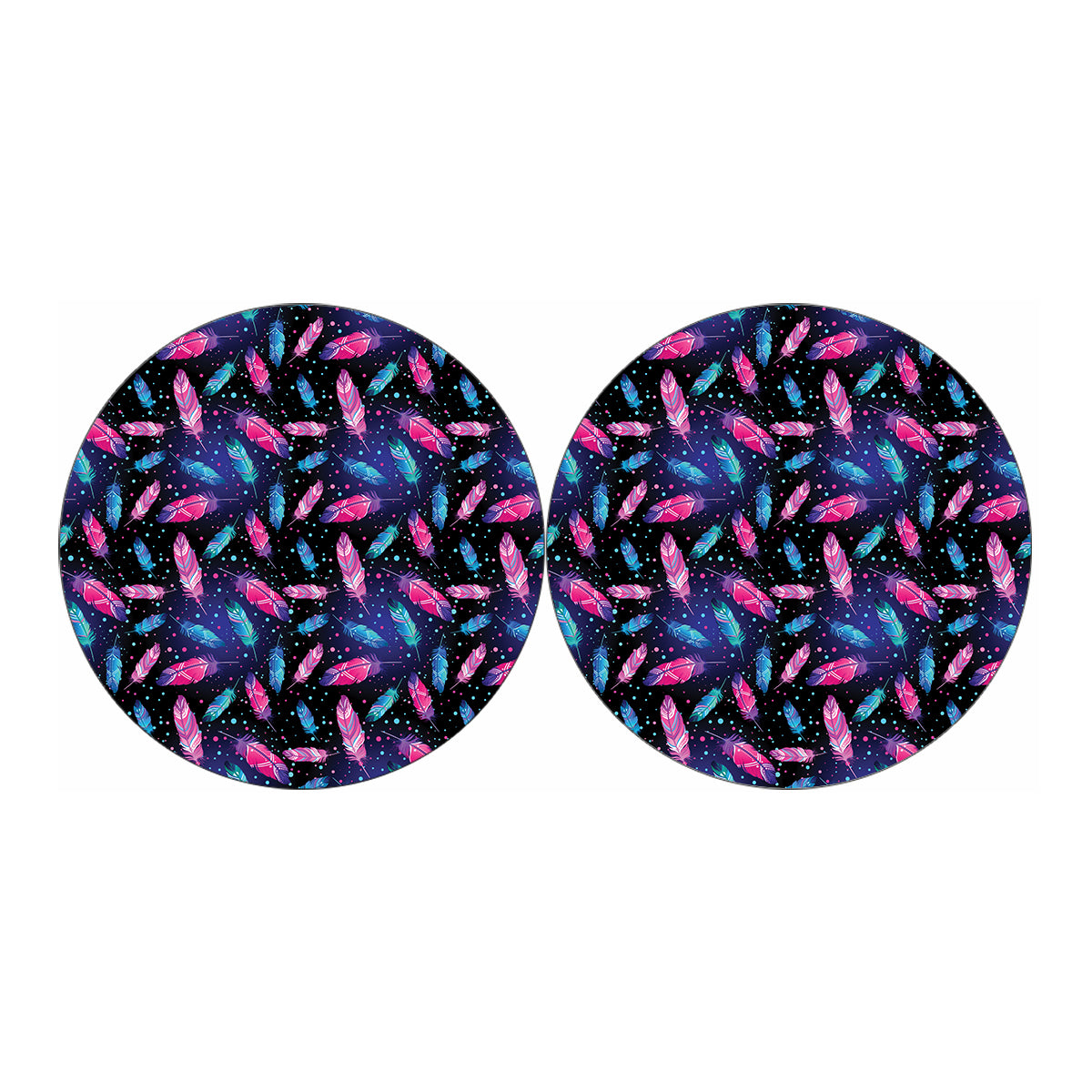 Native Feather Pattern Print Car Coasters