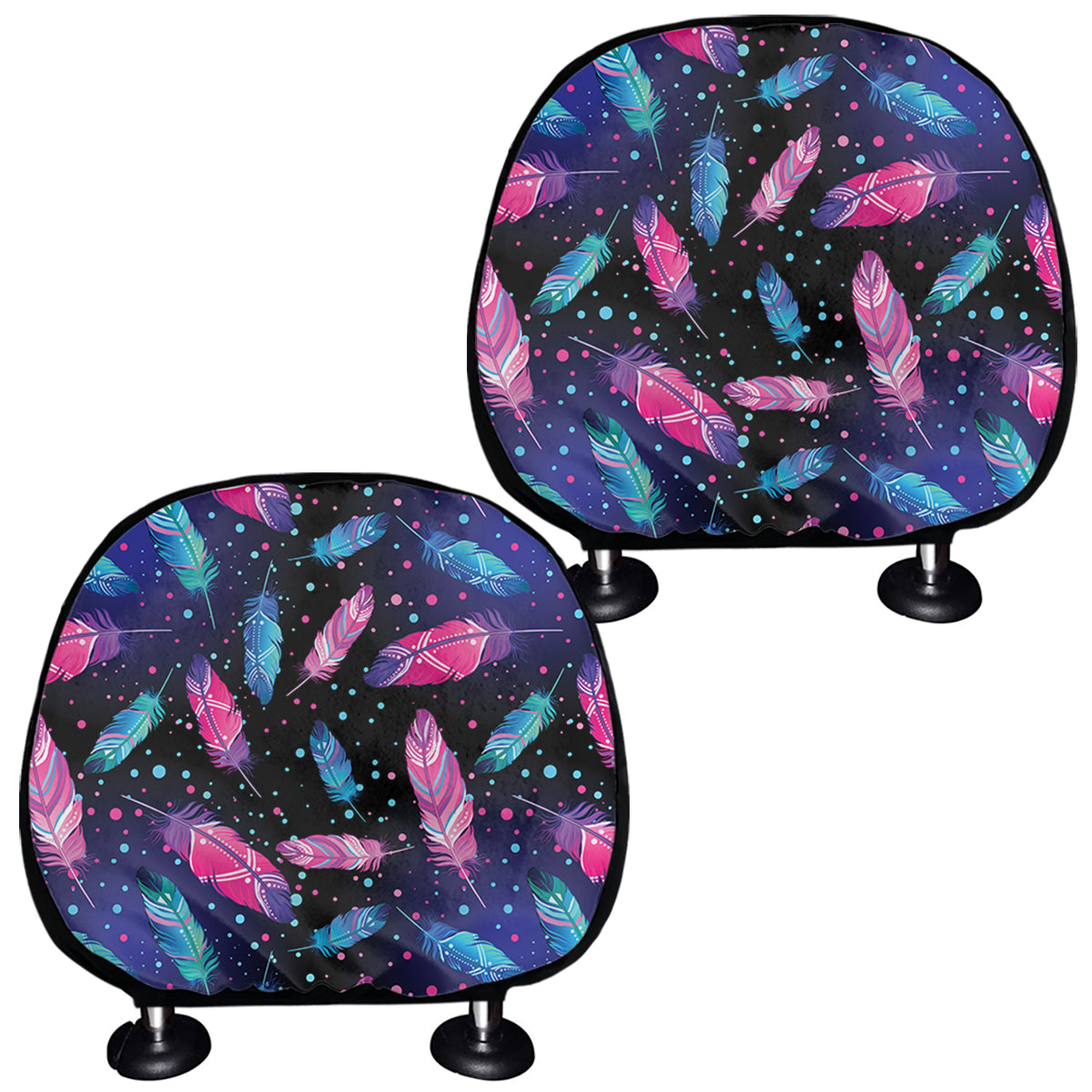 Native Feather Pattern Print Car Headrest Covers