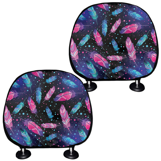 Native Feather Pattern Print Car Headrest Covers