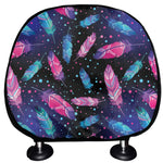 Native Feather Pattern Print Car Headrest Covers