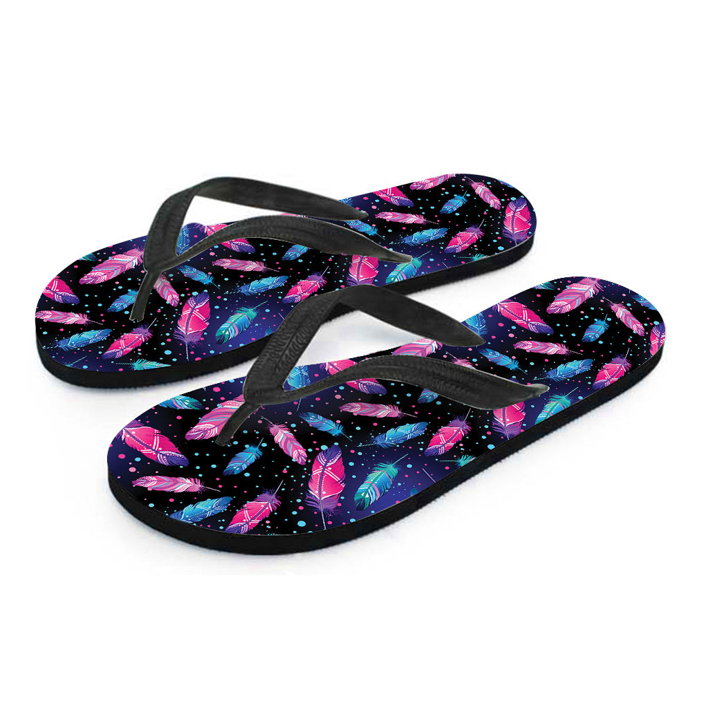 Native Feather Pattern Print Flip Flops