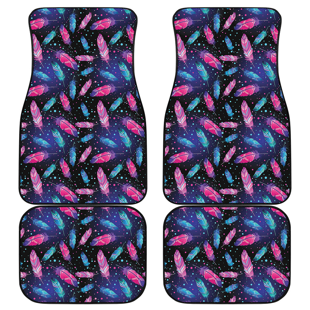 Native Feather Pattern Print Front and Back Car Floor Mats