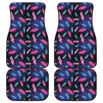 Native Feather Pattern Print Front and Back Car Floor Mats