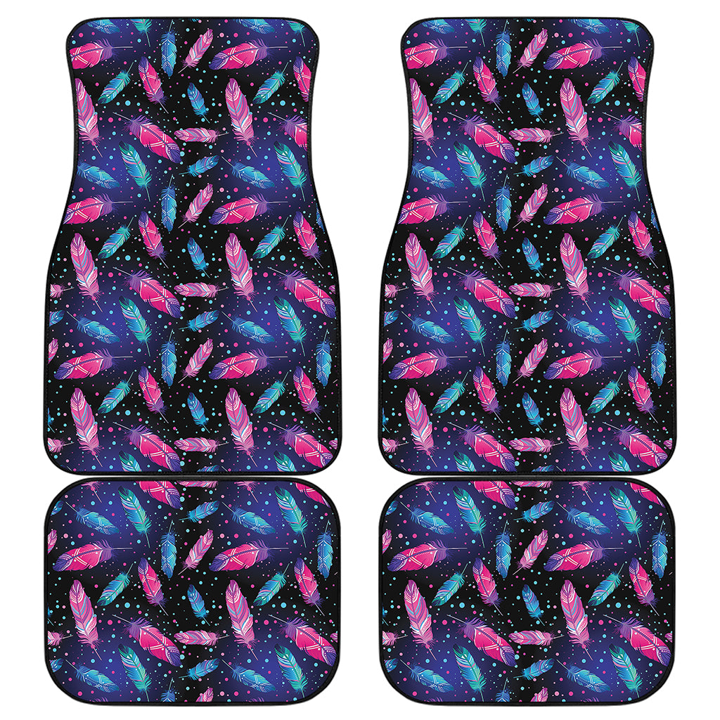 Native Feather Pattern Print Front and Back Car Floor Mats