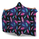 Native Feather Pattern Print Hooded Blanket