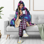 Native Feather Pattern Print Hooded Blanket