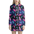 Native Feather Pattern Print Pullover Hoodie Dress