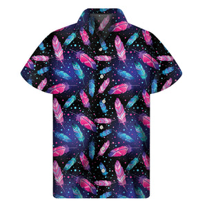 Native Feather Pattern Print Men's Short Sleeve Shirt