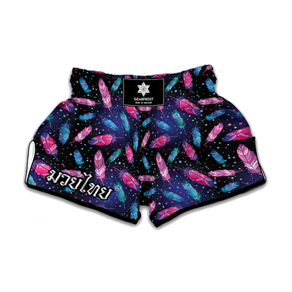 Native Feather Pattern Print Muay Thai Boxing Shorts