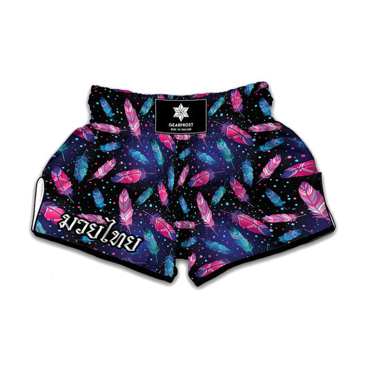 Native Feather Pattern Print Muay Thai Boxing Shorts