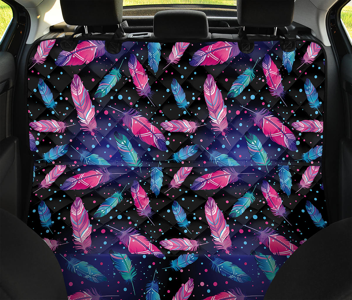 Native Feather Pattern Print Pet Car Back Seat Cover