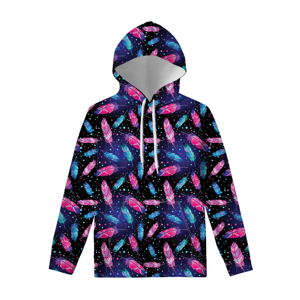 Native Feather Pattern Print Pullover Hoodie