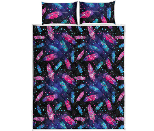 Native Feather Pattern Print Quilt Bed Set