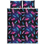 Native Feather Pattern Print Quilt Bed Set