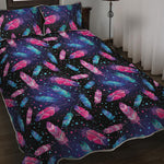 Native Feather Pattern Print Quilt Bed Set