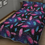 Native Feather Pattern Print Quilt Bed Set