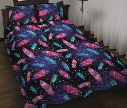 Native Feather Pattern Print Quilt Bed Set