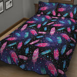 Native Feather Pattern Print Quilt Bed Set