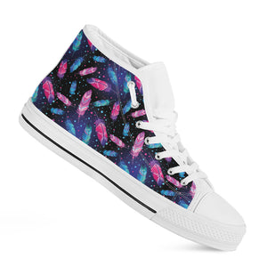 Native Feather Pattern Print White High Top Shoes