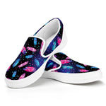 Native Feather Pattern Print White Slip On Shoes